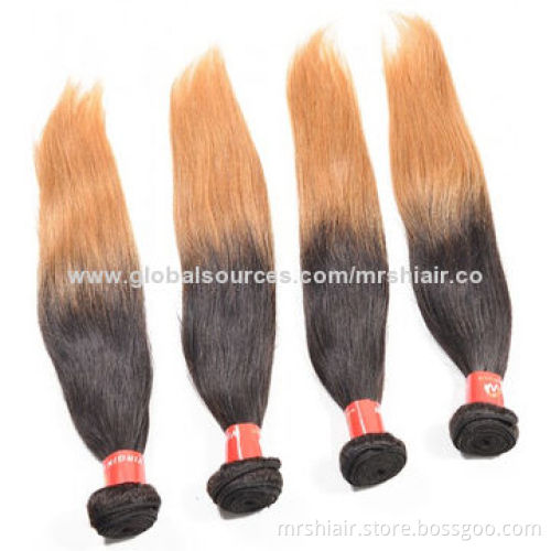 24-inch Ombre Color Silk Straight Peruvian Virgin Hair Weave